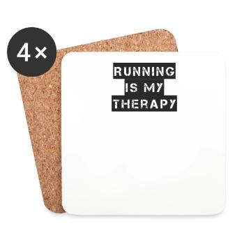 Laufen - running is my therapy - Untersetzer (4er-Set) - Weiß - Vorne