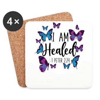 Christian Bible Verse Butterfly I - Untersetzer (4er-Set) - Weiß - Vorne