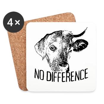 No Difference Vegan Vegetarier Hund Kuh Veganer - Untersetzer (4er-Set) - Weiß - Vorne