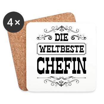 Weltbeste Chefin - Untersetzer (4er-Set) - Weiß - Vorne