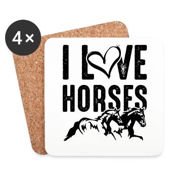 J’adore les chevaux - Dessous de verre (lot de 4) - blanc - Devant