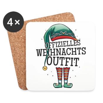 Offizielles Weihnachtsoutfit Weihnachten Wichtel - Untersetzer (4er-Set) - Weiß - Vorne