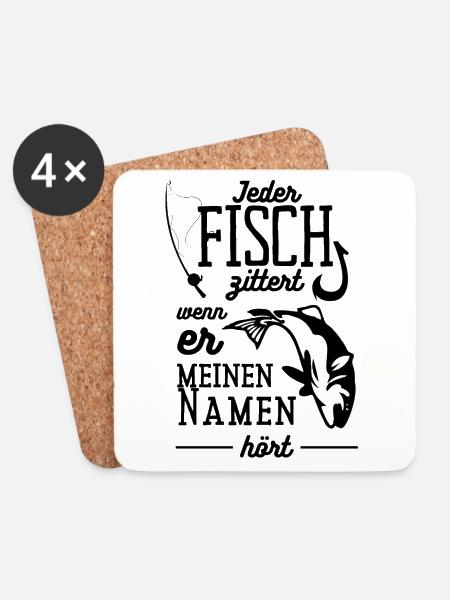 Fisch Angeln Angler Fischer Angel Haken Geschenk - Untersetzer (4er-Set) - Weiß