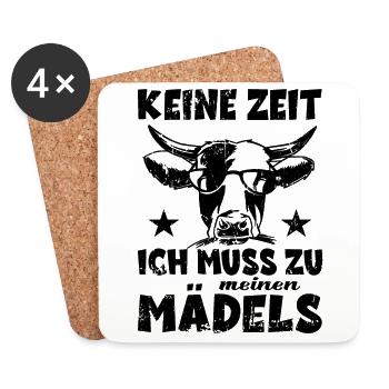Keine Zeit Ich muss zu meinen Mädels Landwirt Kuh - Untersetzer (4er-Set) - Weiß - Vorne