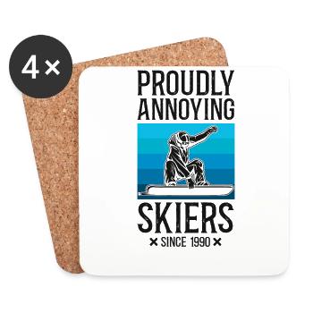 Snowboarding Snowboard Ski Skiing - Untersetzer (4er-Set) - Weiß - Vorne