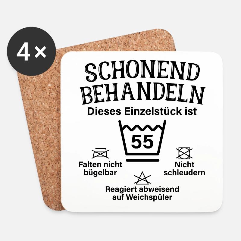 Schonend Behandeln Einzelstück 55. Geburtstag - Untersetzer (4er-Set) - Weiß