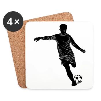 Fußball Silhouette - Untersetzer (4er-Set) - Weiß - Vorne