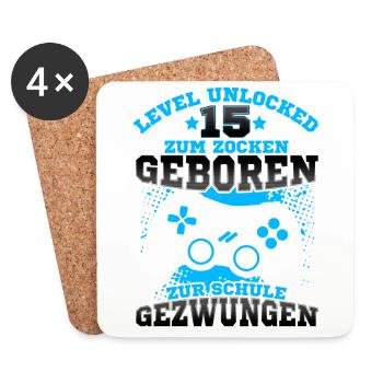 Level 15 Unlocked Geburtstag für Gamer - Untersetzer (4er-Set) - Weiß - Vorne