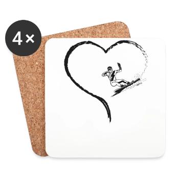 Snowboarding Snowboard Heart - Untersetzer (4er-Set) - Weiß - Vorne