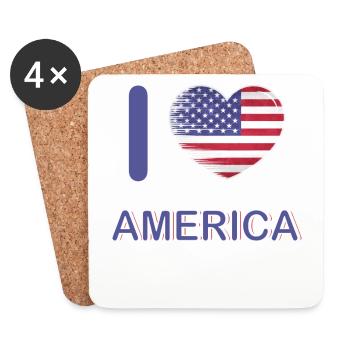 I love America USA flag, my home, my - Coasters (set of 4) - white - Front