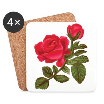 Rose Watercolor hand-painted - Coasters (set of 4) - white - Front