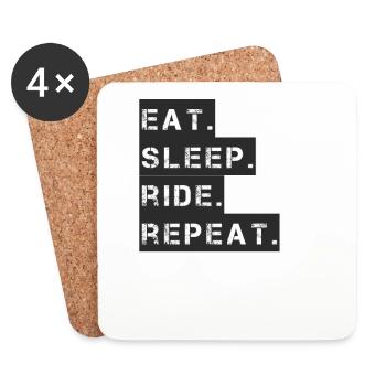 Reiten - eat. sleep. ride. repeat. - Untersetzer (4er-Set) - Weiß - Vorne