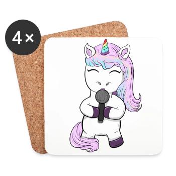 beautiful singing unicorn singer singing musicians - Coasters (set of 4) - white - Front