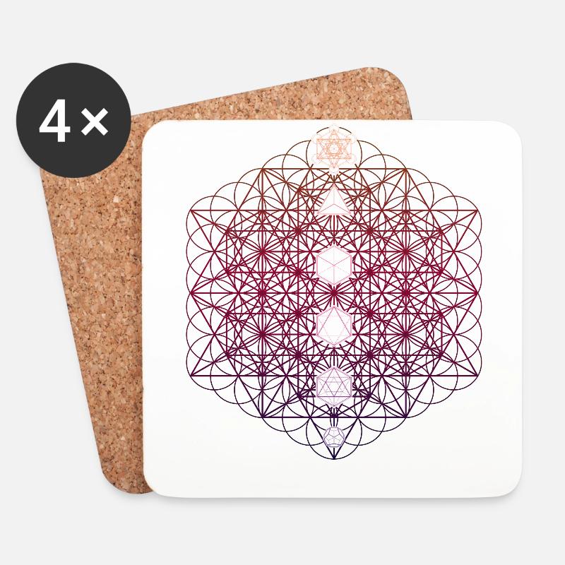 64 Tetraeder Metatrons Würfel Sacred Geo - Untersetzer (4er-Set) - Weiß