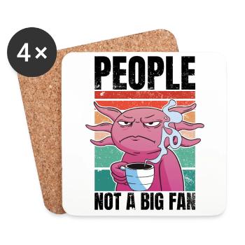 Axolotl mit Kaffee - People Not A Big Fan - Untersetzer (4er-Set) - Weiß - Vorne