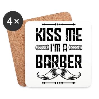Embrasse-moi Barbier - Dessous de verre (lot de 4) - blanc - Devant