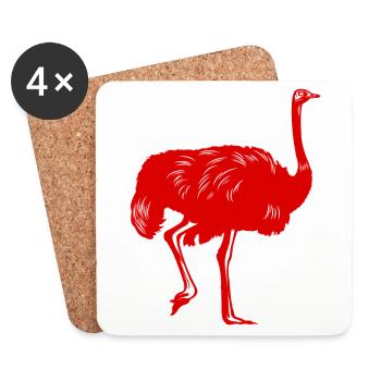 Silhouette d’oiseau d’autruche - Dessous de verre (lot de 4) - blanc - Devant