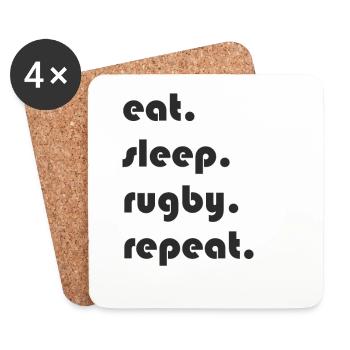 Rugby - eat. sleep. rugby. repeat. - Untersetzer (4er-Set) - Weiß - Vorne
