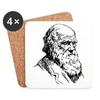 Portrait of Darwin Biology Theory of Evolution - Coasters (set of 4) - white - Front