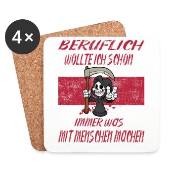 Beruflich Sensenmann - Untersetzer (4er-Set) - Weiß - Vorne