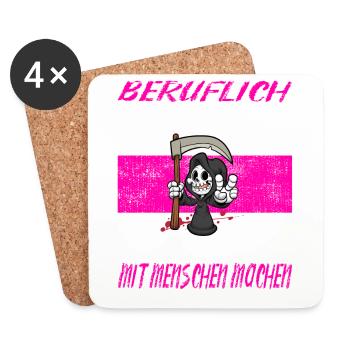 Beruflich Sensenmann - Untersetzer (4er-Set) - Weiß - Vorne