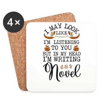 Writing Novel Writer & Published - Coasters (set of 4) - white - Front