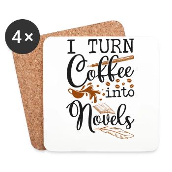 Writing Coffee Novel Writer & - Coasters (set of 4) - white - Front