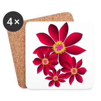 Blume, pink, Blüten, floral, Blumenwiese, blumig - Untersetzer (4er-Set) - Weiß - Vorne
