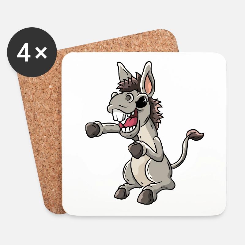 Esel Böses Lachen - Untersetzer (4er-Set) - Weiß