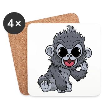 Gorilla Monkey - Coasters (set of 4) - white - Front