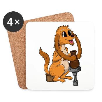 Pottery Dog - Coasters (set of 4) - white - Front