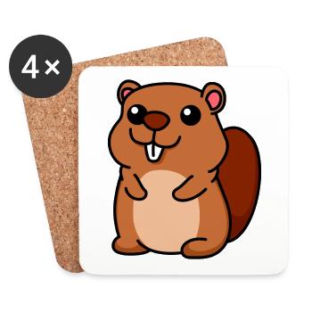 Beaver Comic Animal - Coasters (set of 4) - white - Front