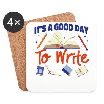 Writing Book Novel Writer & - Coasters (set of 4) - white - Front