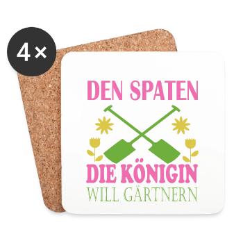 Reicht mir den Spaten Königin Gärtnern - Untersetzer (4er-Set) - Weiß - Vorne