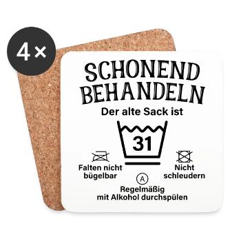 Schonend Behandeln 31. Geburtstag Der Alte Sack 31 - Untersetzer (4er-Set) - Weiß - Vorne