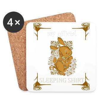 Official Sleep Shirt Pajamas Lazy Bunnies - Coasters (set of 4) - white - Front