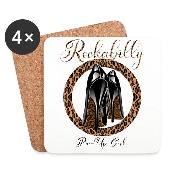 Rockabilly Leopumps Pin-Up - Untersetzer (4er-Set) - Weiß - Vorne