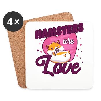 Hamster Heart Hamsters Are Love - Dessous de verre (lot de 4) - blanc - Devant