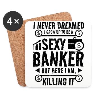 Sexy Bänker - Untersetzer (4er-Set) - Weiß - Vorne