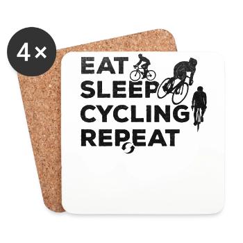 Cyclisme Cyclisme Cyclisme Nourriture Sommeil Cyclisme - Dessous de verre (lot de 4) - blanc - Devant