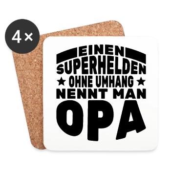 Opa Superheld Großvater Superhelden - Untersetzer (4er-Set) - Weiß - Vorne