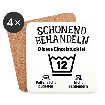 Schonend Behandeln 12. Geburtstag Einzelstück 12 - Untersetzer (4er-Set) - Weiß - Vorne