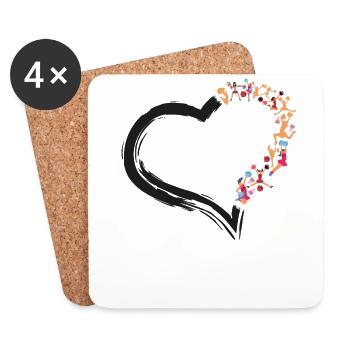 Cheer Cheerleading Heart - Untersetzer (4er-Set) - Weiß - Vorne