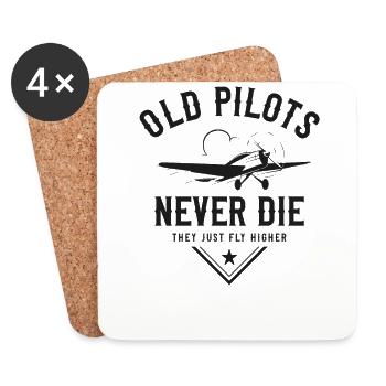 Pilote d’avion Retraite Vintage - Dessous de verre (lot de 4) - blanc - Devant