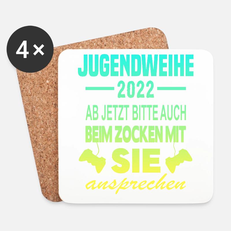 Jugendweihe 2022 Gamer - Untersetzer (4er-Set) - Weiß