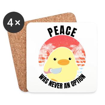 Ente mit Messer - Peace was never an option - Meme - Untersetzer (4er-Set) - Weiß - Vorne