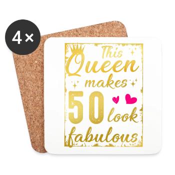Cette reine rend 50 ans fabuleux 50e anniversaire - Dessous de verre (lot de 4) - blanc - Devant