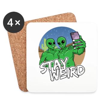 Alien Phone Selfie - Coasters (set of 4) - white - Front