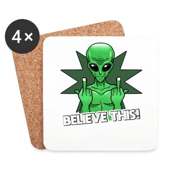 Doigt d’honneur extraterrestre Croyez-le - Dessous de verre (lot de 4) - blanc - Devant