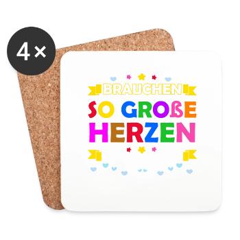 Kleine Menschen Brauchen So Große Herzen Wie Deins - Untersetzer (4er-Set) - Weiß - Vorne